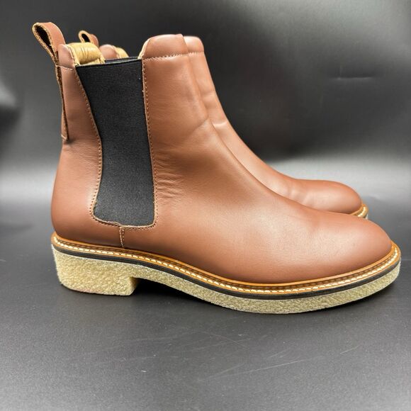 Everlane The Italian Leather Chelsea Boot Tobacco Brown 6.5 Women's Gum Outsole - Picture 7 of 16